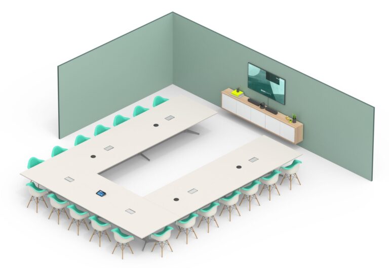 Logitech Rally Plus Room Solutions Zoom Large UShaped Table, UShaped conference room design, U-Shaped conference room design, conference room,